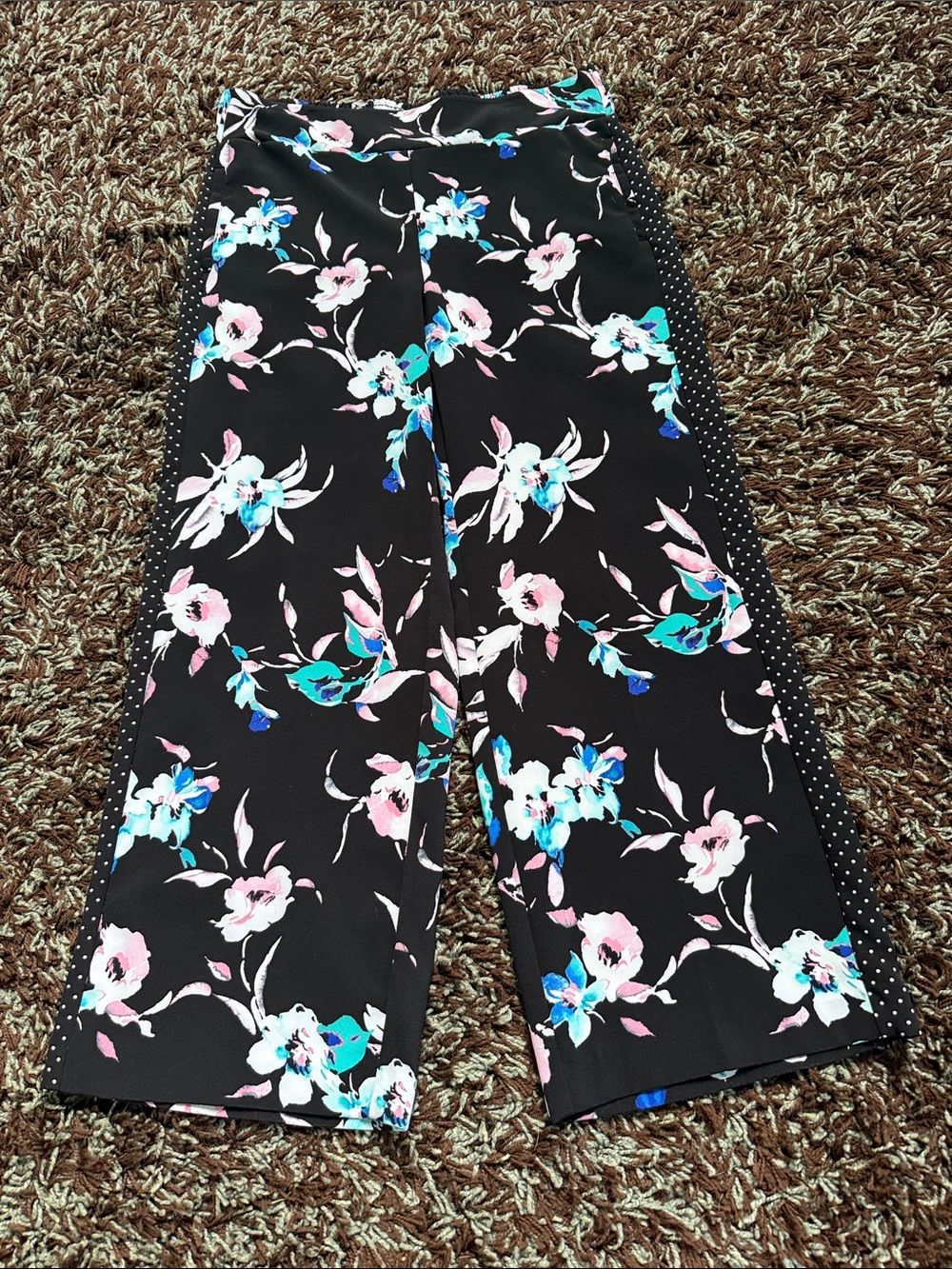 Black Floral Dress Pants - Pink & Blue Floral